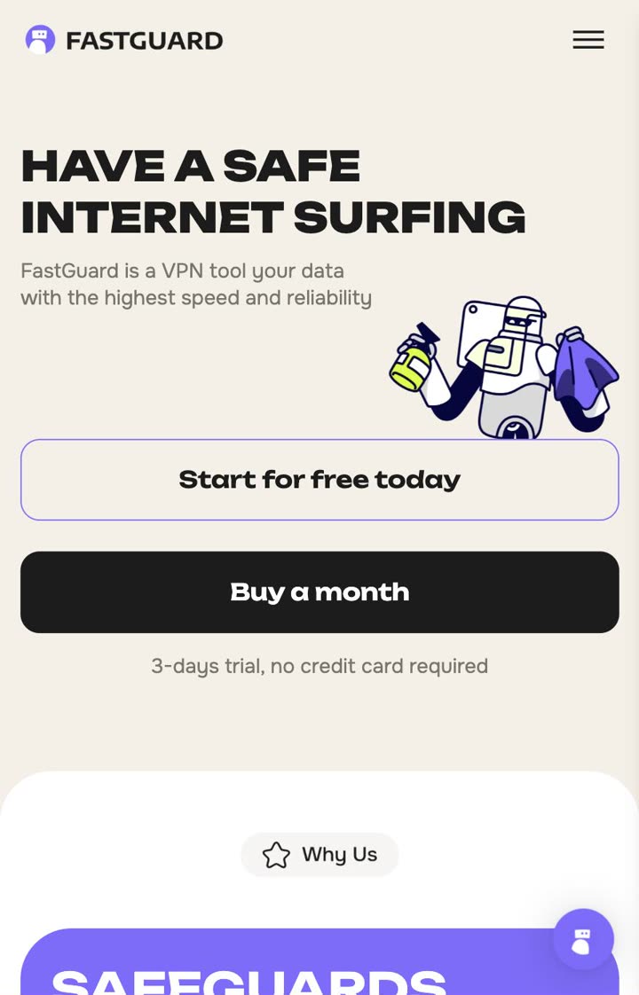 FastGuard home screen